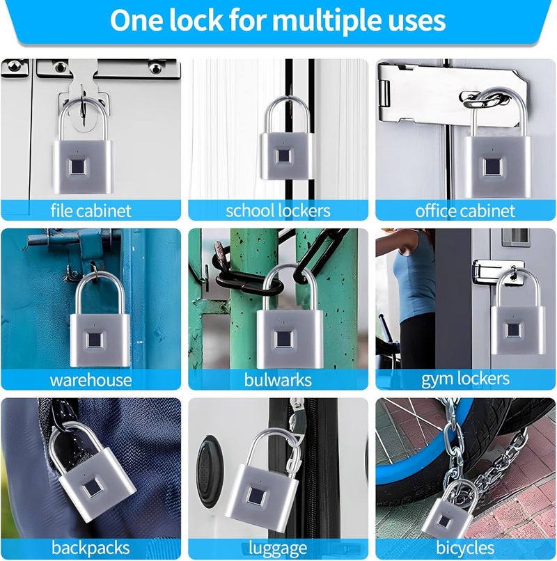 KENRONE قفل بصمة الإصبع، شحن USB محمول مع مفتاح إعادة تعيين، قفل ذكي بفتح سريع، مقاوم للماء والصدأ، أقفال لخزائن المدارس، المستودعات، الصالات الرياضية، المنازل، خزائن المكاتب - Image 4